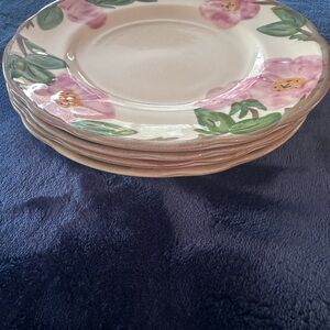 Franciscan Dessert Rose 8” Salad Plates set of 4 England Pink Floral vtg. Set2